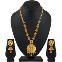 Traditional Laxmi Design Gold Plated Choker Necklace Set (5624331436193)