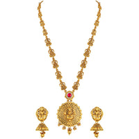 Traditional Laxmi Design Gold Plated Choker Necklace Set (5624331436193)