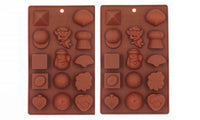 Multi Pattern Shaped 14 Cavity Reusable Heat Resistance Non Stick Silicone Foldable Bakeware Mould For Jelly, Candy, Ice & Chocolate (Pack of 2) (6568274002081)